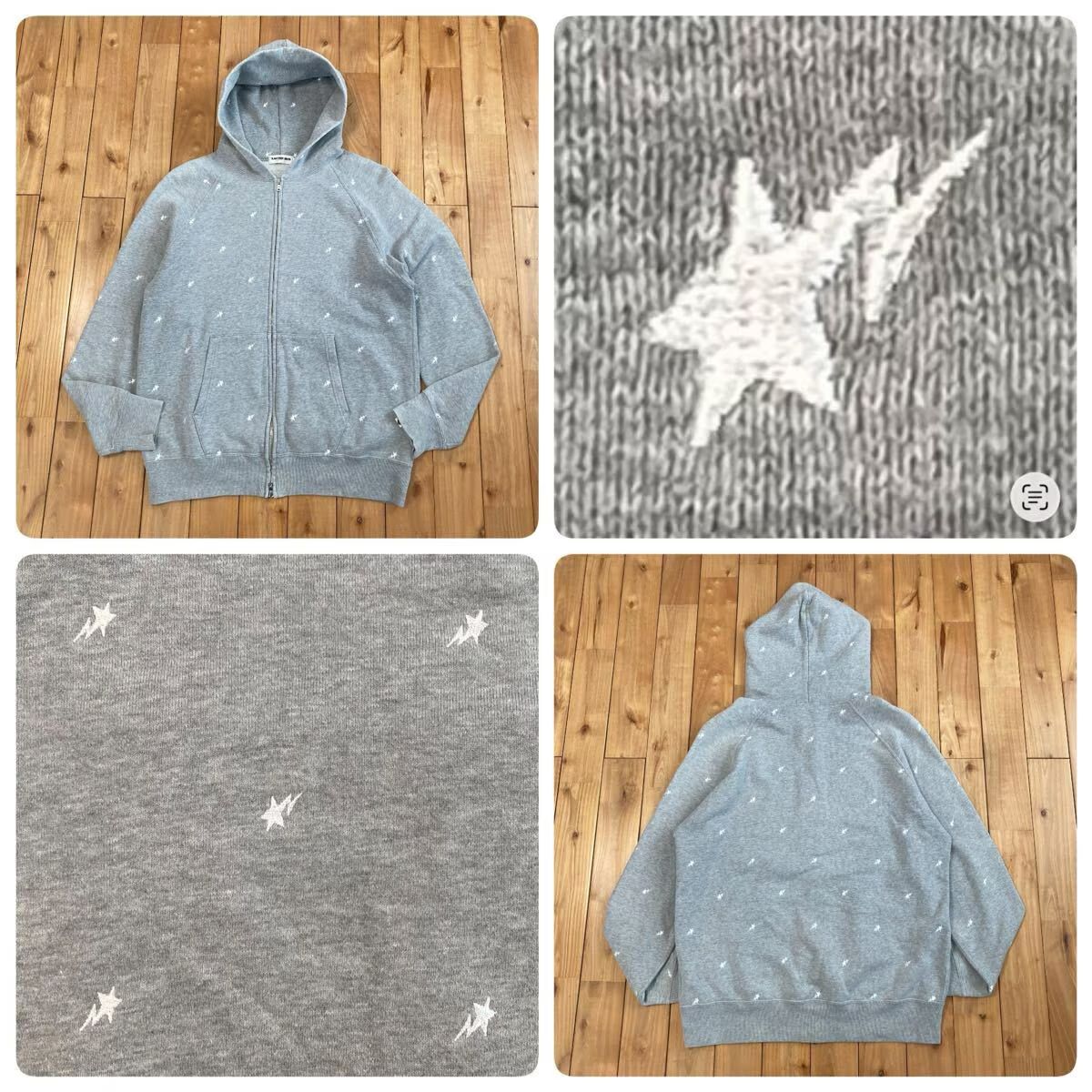 ☆XL☆ 刺繍 BAPE スター パーカー グレー a bathing ape star BAPE