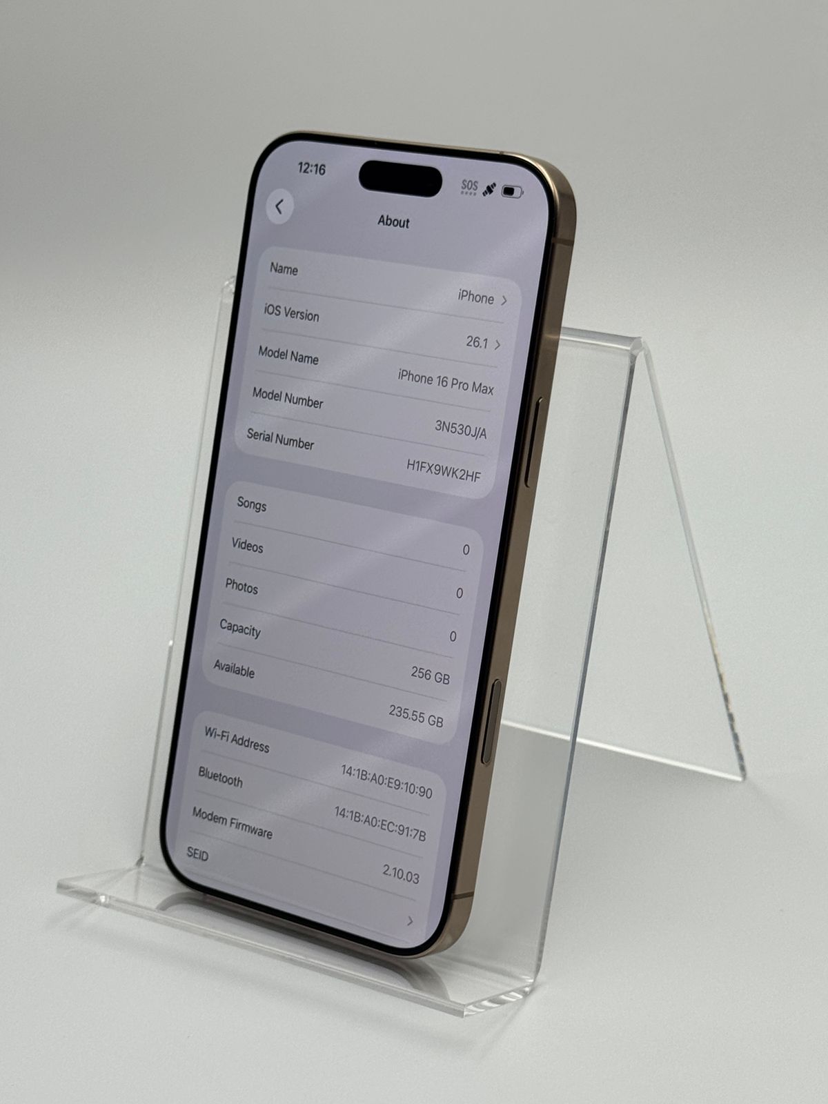 箱付き中古C】iPhone 16 Pro Max 256GB デザートチタニウム バッテリー