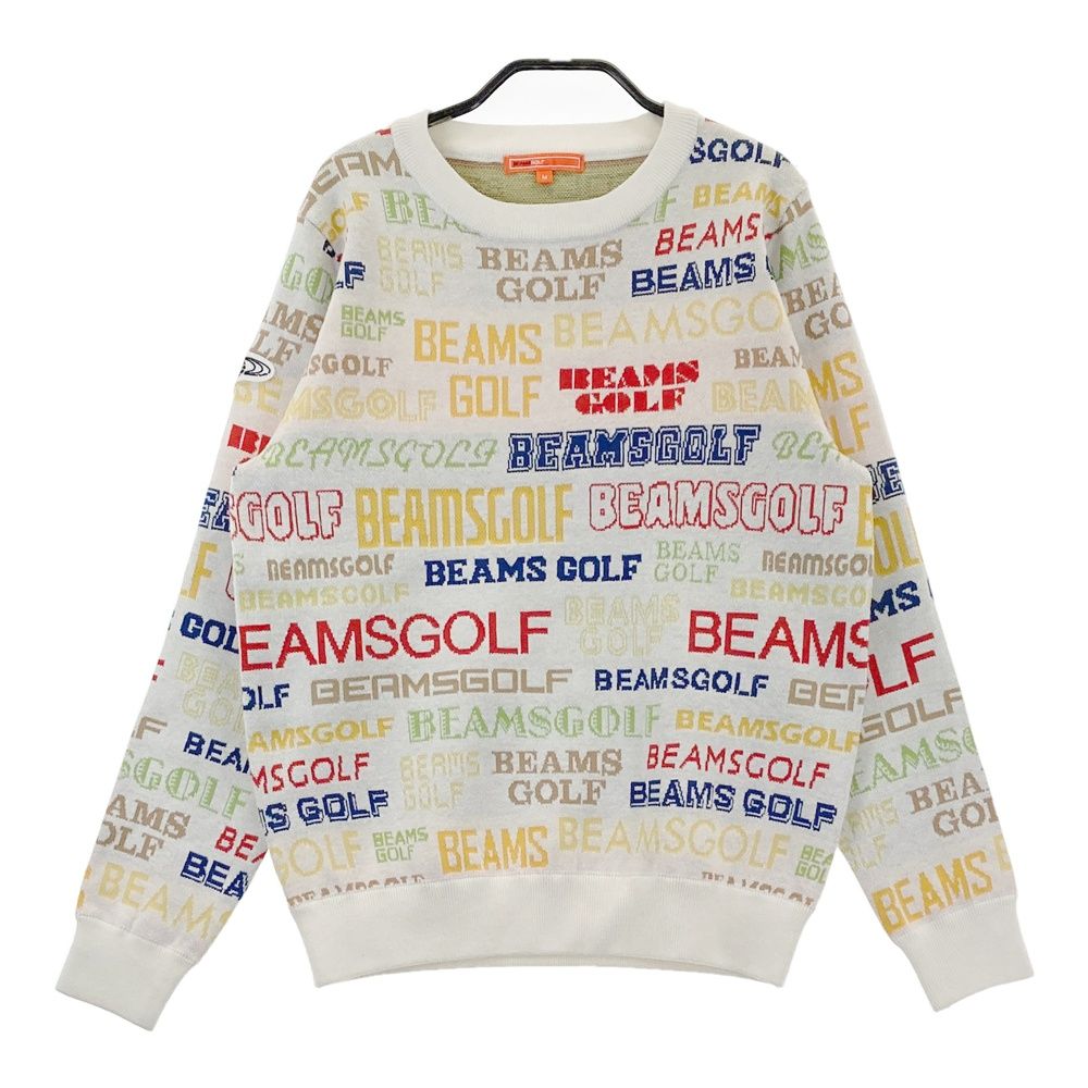 サイズ：M BEAMS GOLF ビームスゴルフ ニットセーター ロゴ 総柄