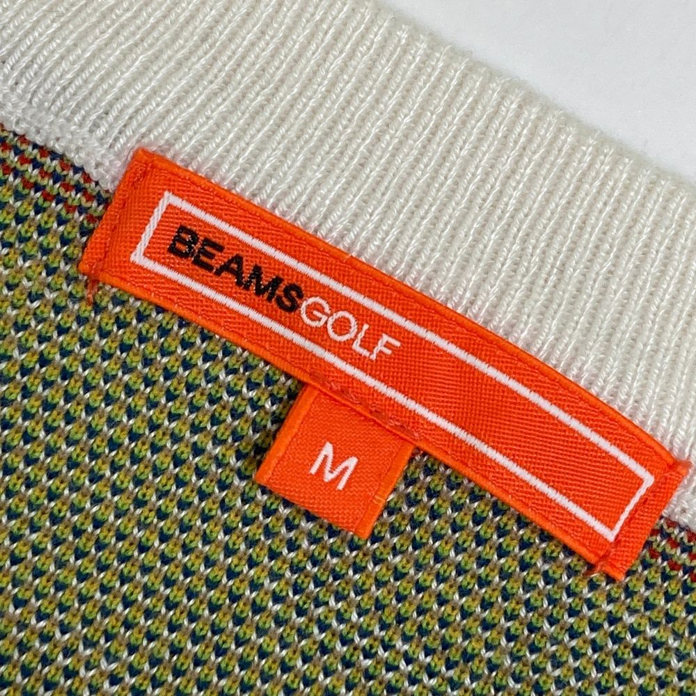 サイズ：M BEAMS GOLF ビームスゴルフ ニットセーター ロゴ 総柄