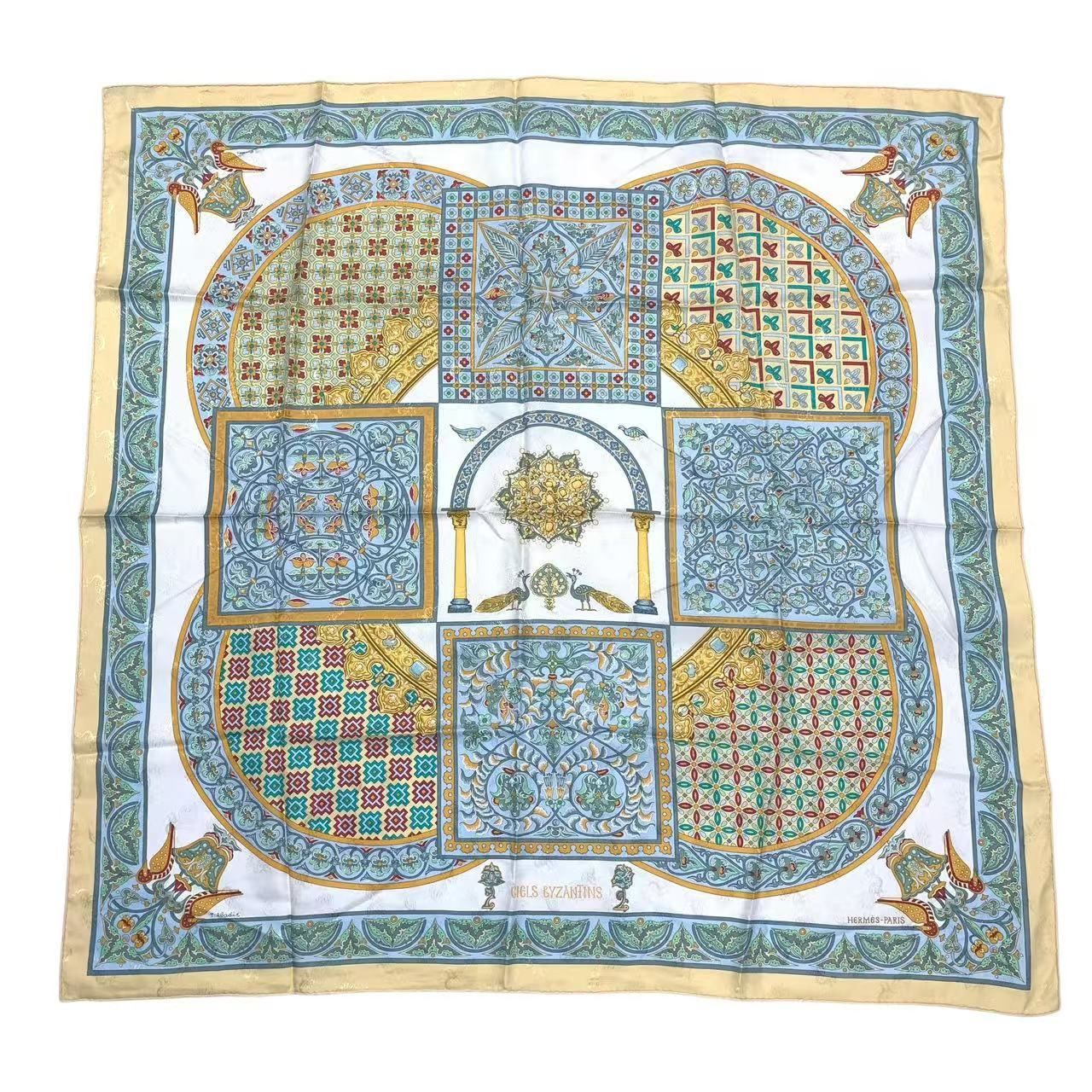 美品 HERMES エルメス スカーフ カレ90 CIELS BYZANTINS ビザンチンの