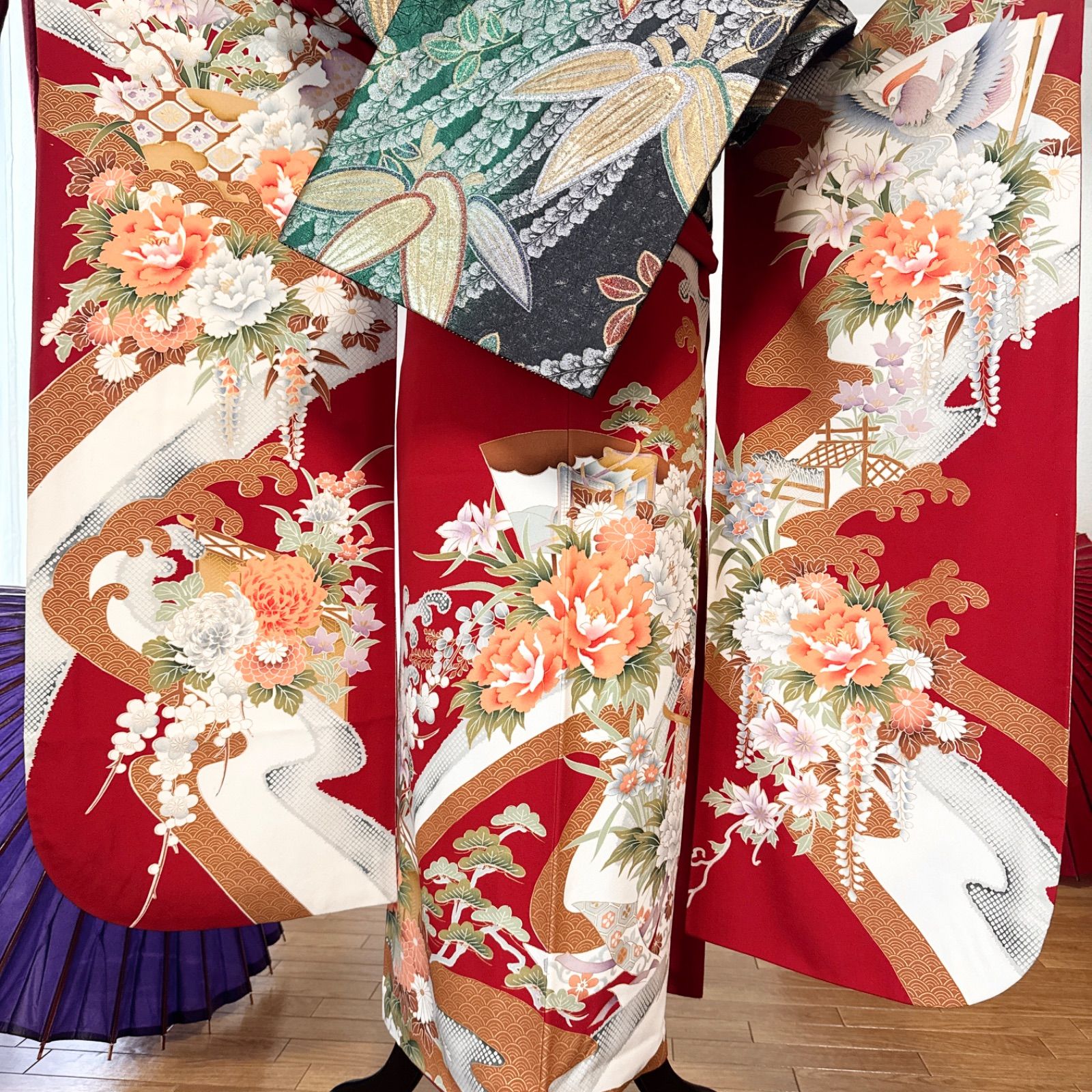 豪華振袖フルセット(6点)・袋帯・半衿・重ね衿・帯揚げ・帯締め・古典