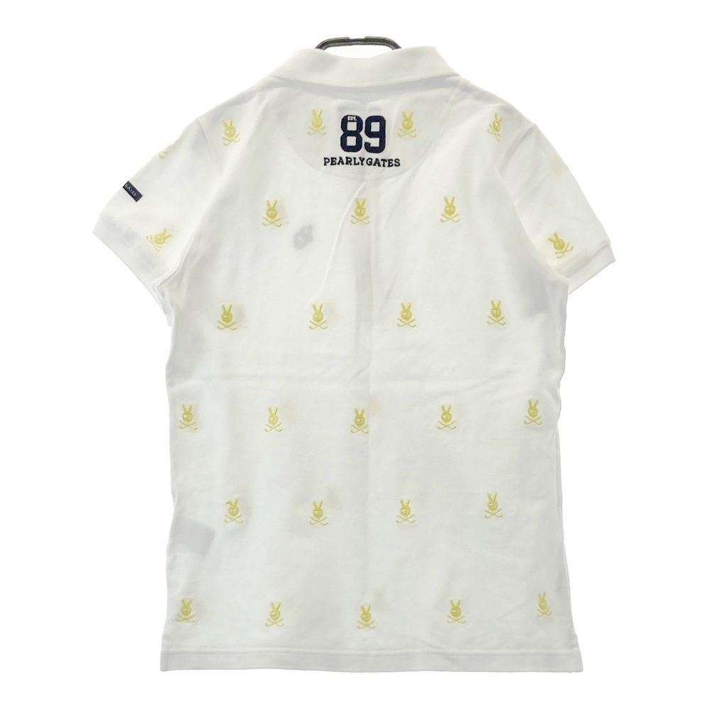 サイズ：0 PEARLY GATES パーリーゲイツ 半袖ポロシャツ 総柄 ホワイト