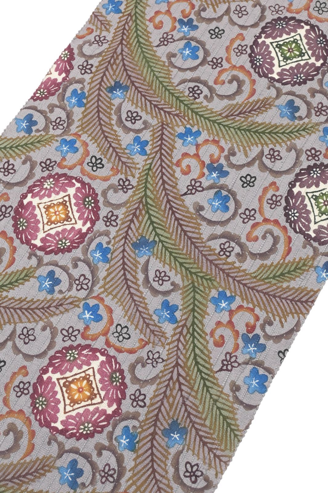 本場琉球紅型紬八寸名古屋帯【城間栄順】「海遊草」小千谷・節糸紬地