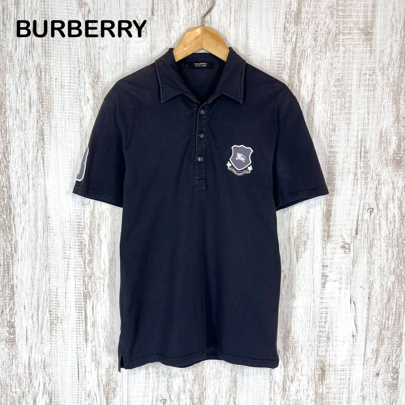 未使用級 バーバリー ブラックレーベル ホースロゴ刺繍 ポロシャツ ネイビー BURBERRY BLACK LABEL - 未使用級 バーバリー ブラックレーベル