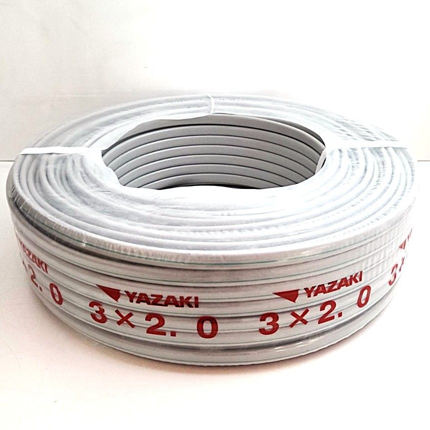 XY32G-E》 矢崎電線 VVF (PbF) 3×2.0㎜ （灰）Gマーク 黒白緑