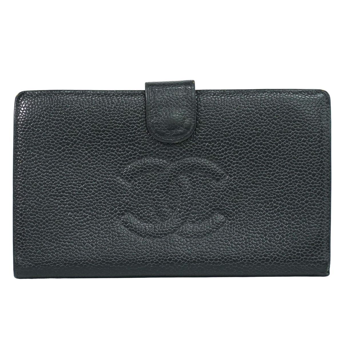 本物 シャネル CHANEL ココマーク 長財布 ロングウォレット キャビア 