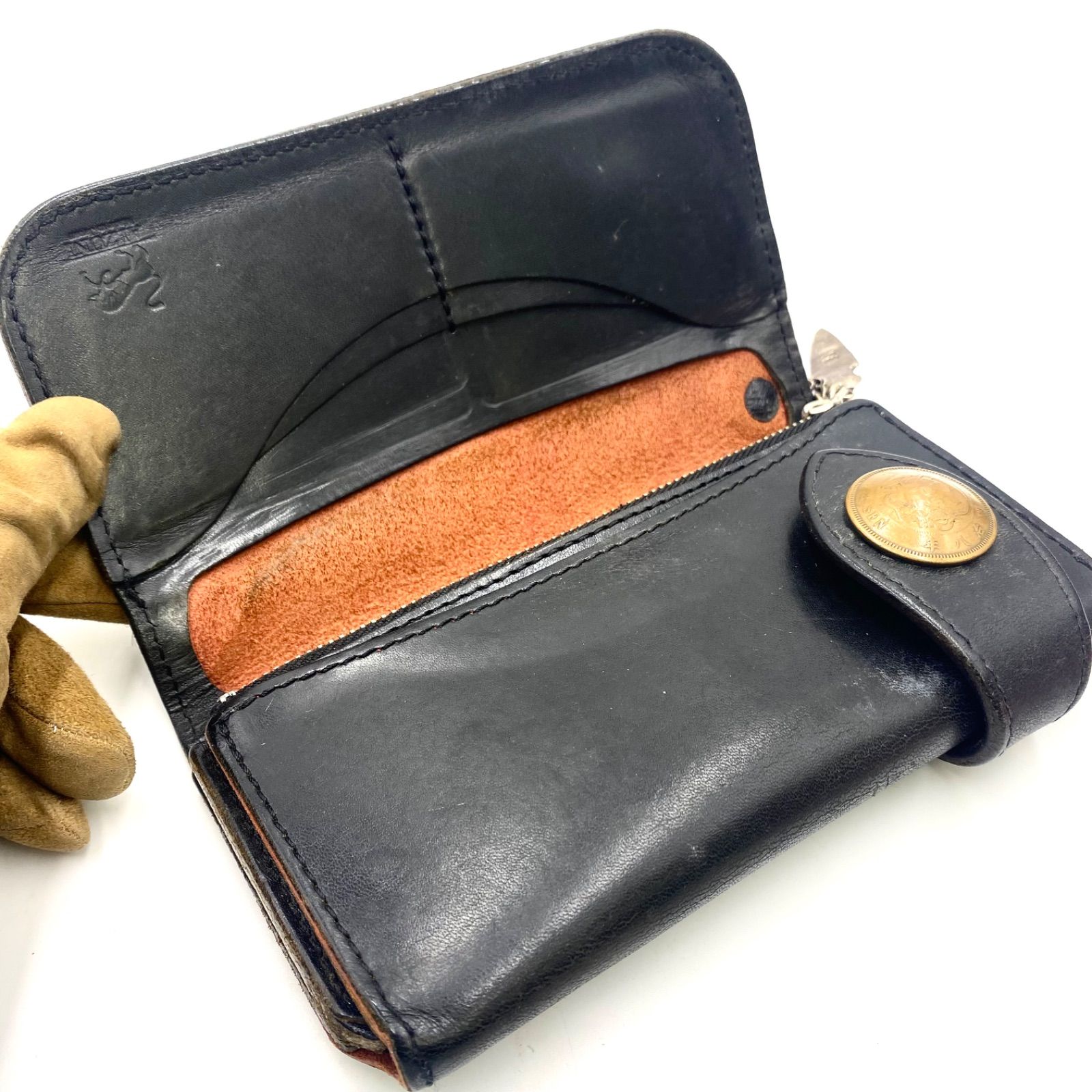 ALZUNI アルズニ 長財布 ウォレット レザー ブラック バイカー ヌメ革