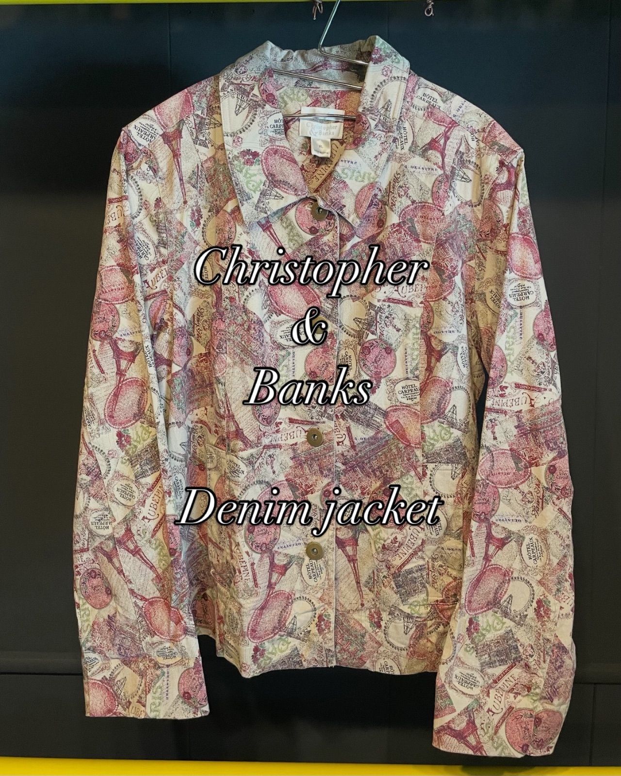 レディース 00s Christopher & Banks トラベル総柄 ストレッチデニム 
