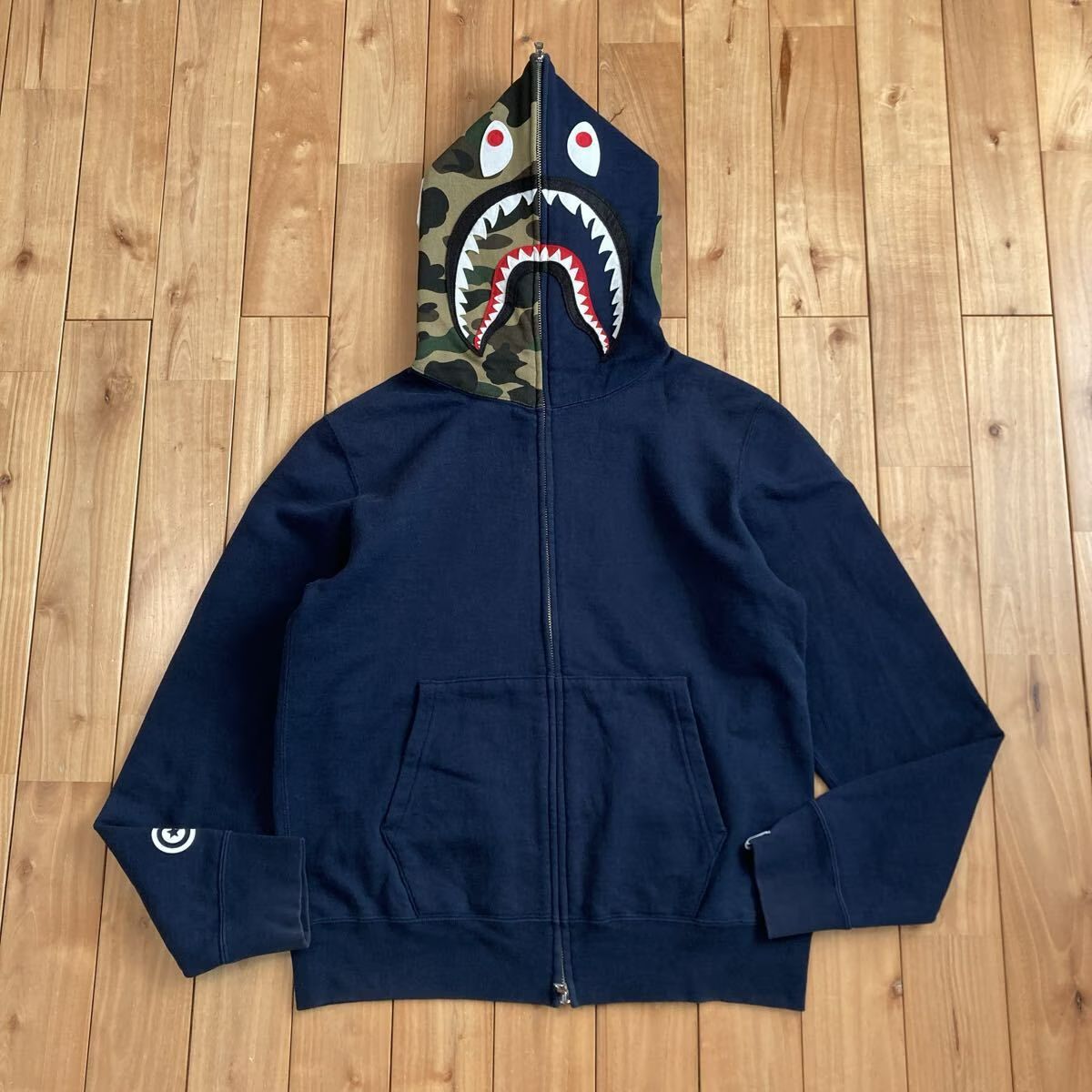 1st Camo × ネイビー シャーク パーカー Mサイズ shark full zip 