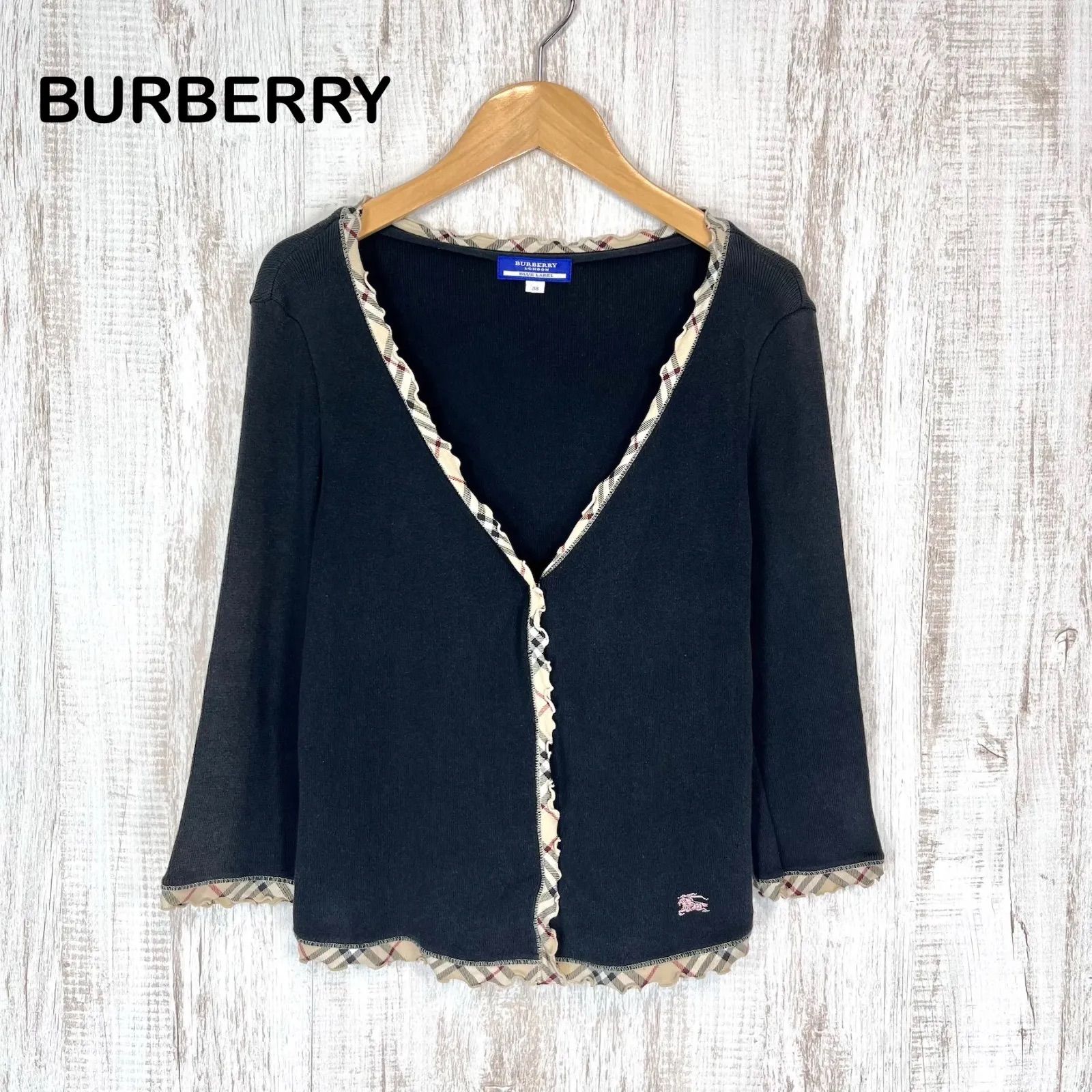 美品‪✨ バーバリーブルーレーベル ノバチェック カーディガン ホースロゴ刺繍 BURBERRY BLUE LABEL バーバリーブルーレーベル ホースロゴ刺繍 ノバ