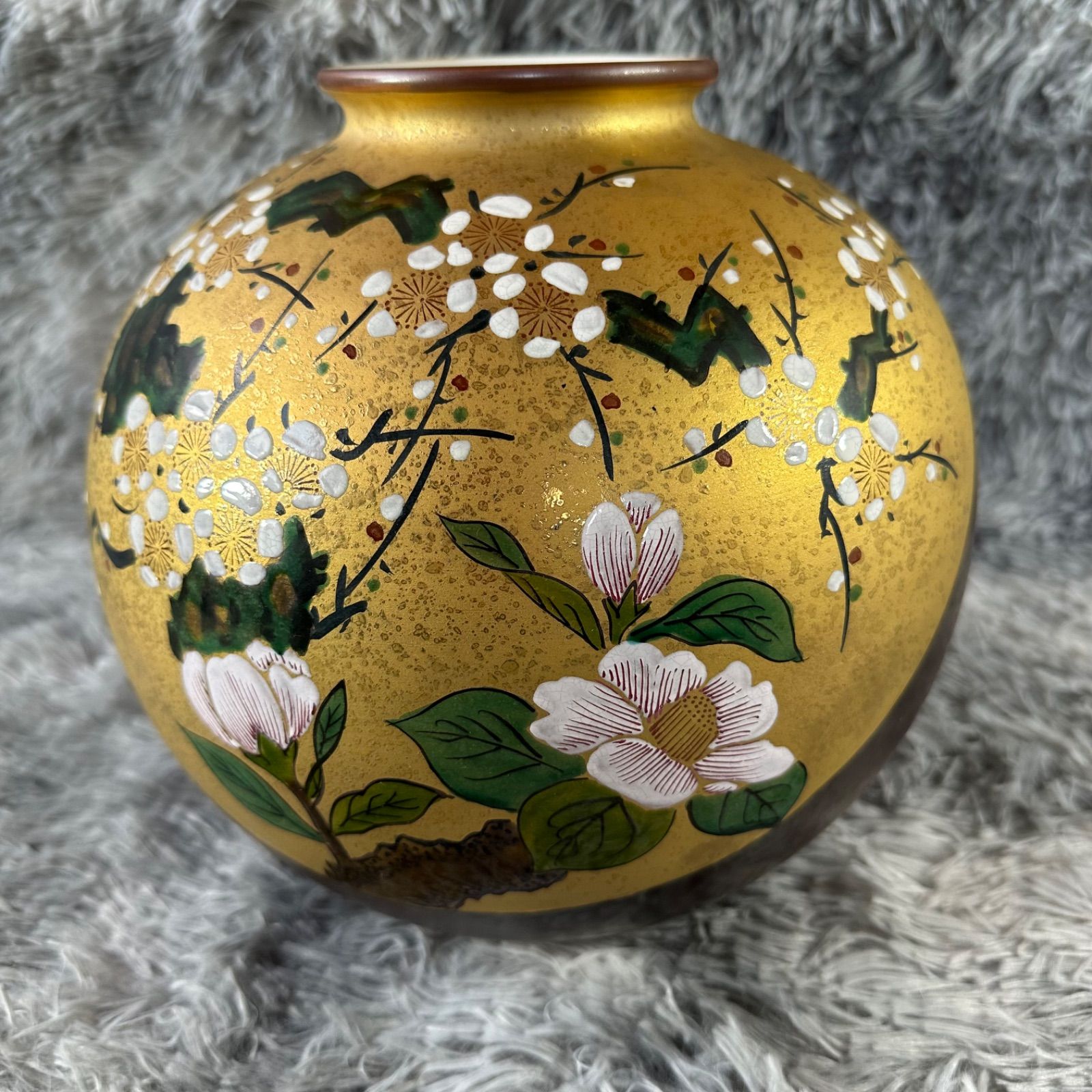 九谷焼 花瓶 金彩 花柄 花器 花入 華道具 壺 置物 YS26B-165 - メルカリ