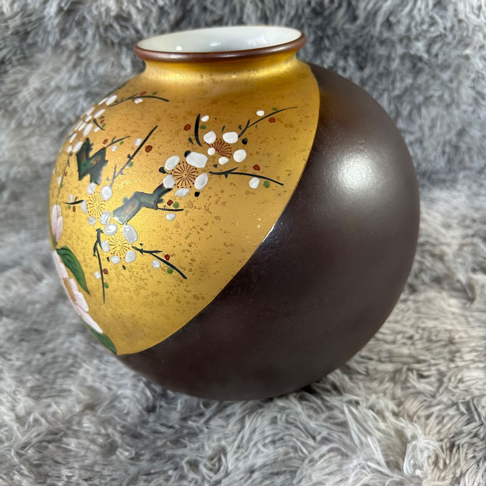 九谷焼 花瓶 金彩 花柄 花器 花入 華道具 壺 置物 YS26B-165 - メルカリ