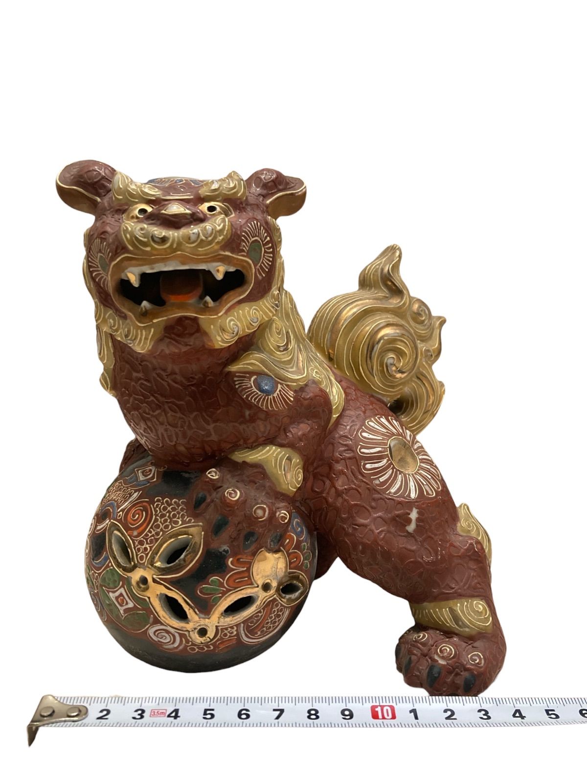 九谷焼 伝統工芸 玉乗り獅子 陶器製置物 獅子 日本 置物 玉乗り獅子 上