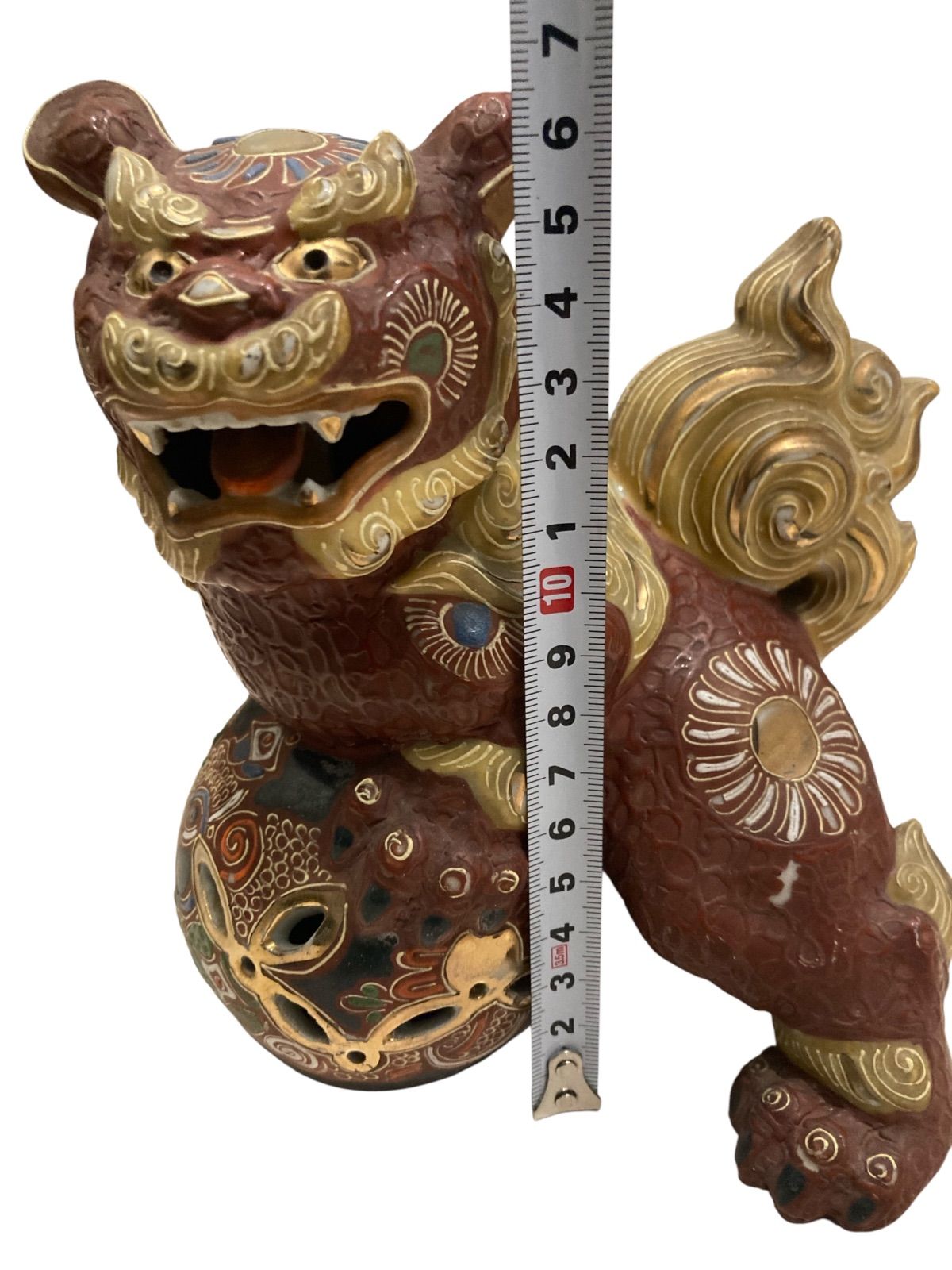 九谷焼 伝統工芸 玉乗り獅子 陶器製置物 獅子 日本 置物 玉乗り獅子 上