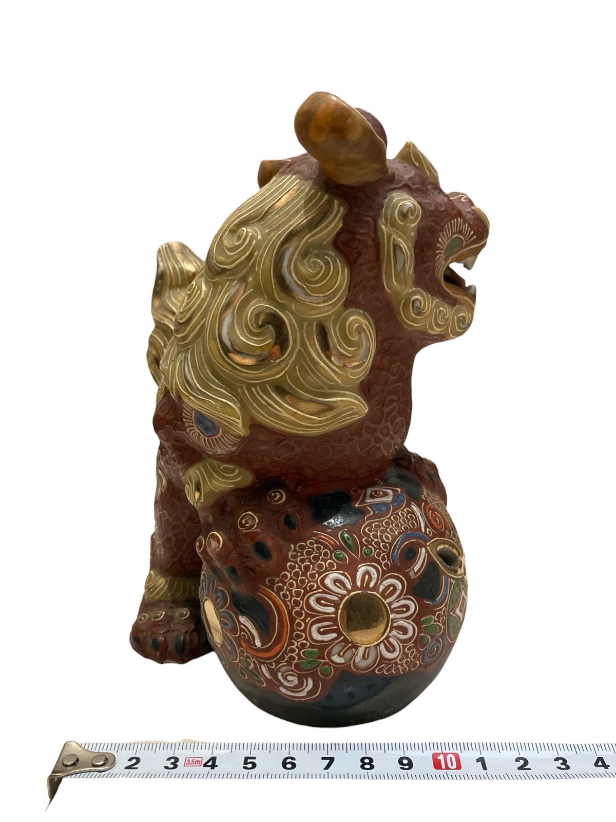 九谷焼 伝統工芸 玉乗り獅子 陶器製置物 獅子 日本 置物 玉乗り獅子 上