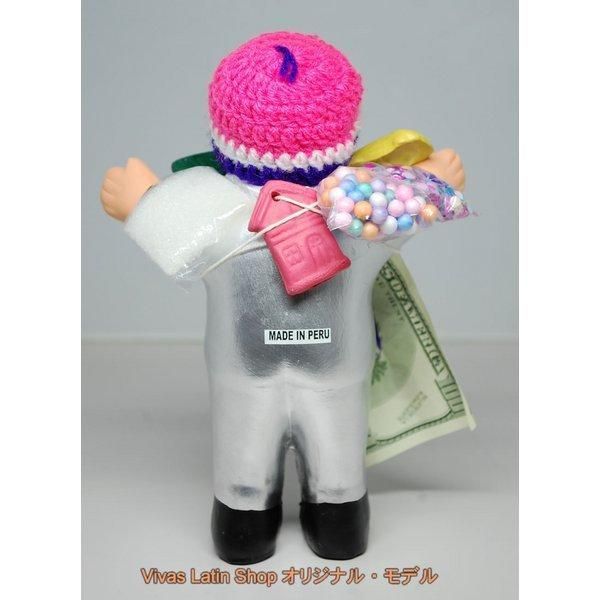 エケコ人形19cm〕 L サイズのエケコ人形 シルバー/銀色 ペルー直輸入