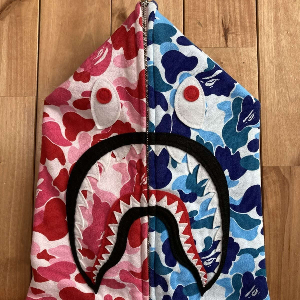 Separate shark full zip hoodie Lサイズ ABC CAMO PINK BLUE a