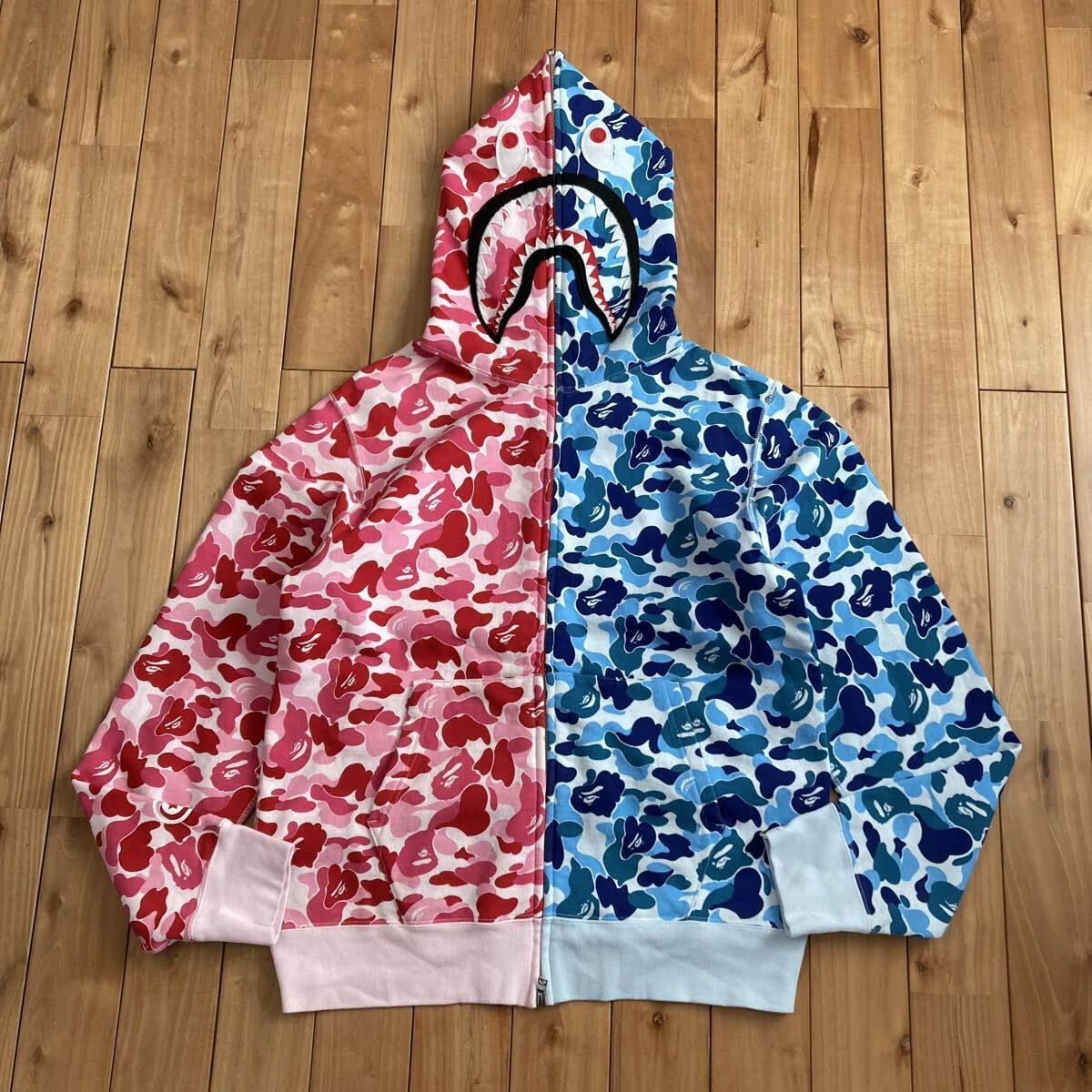 Separate shark full zip hoodie Lサイズ ABC CAMO PINK BLUE a