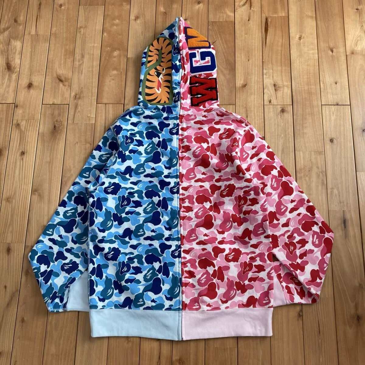 Separate shark full zip hoodie Lサイズ ABC CAMO PINK BLUE a