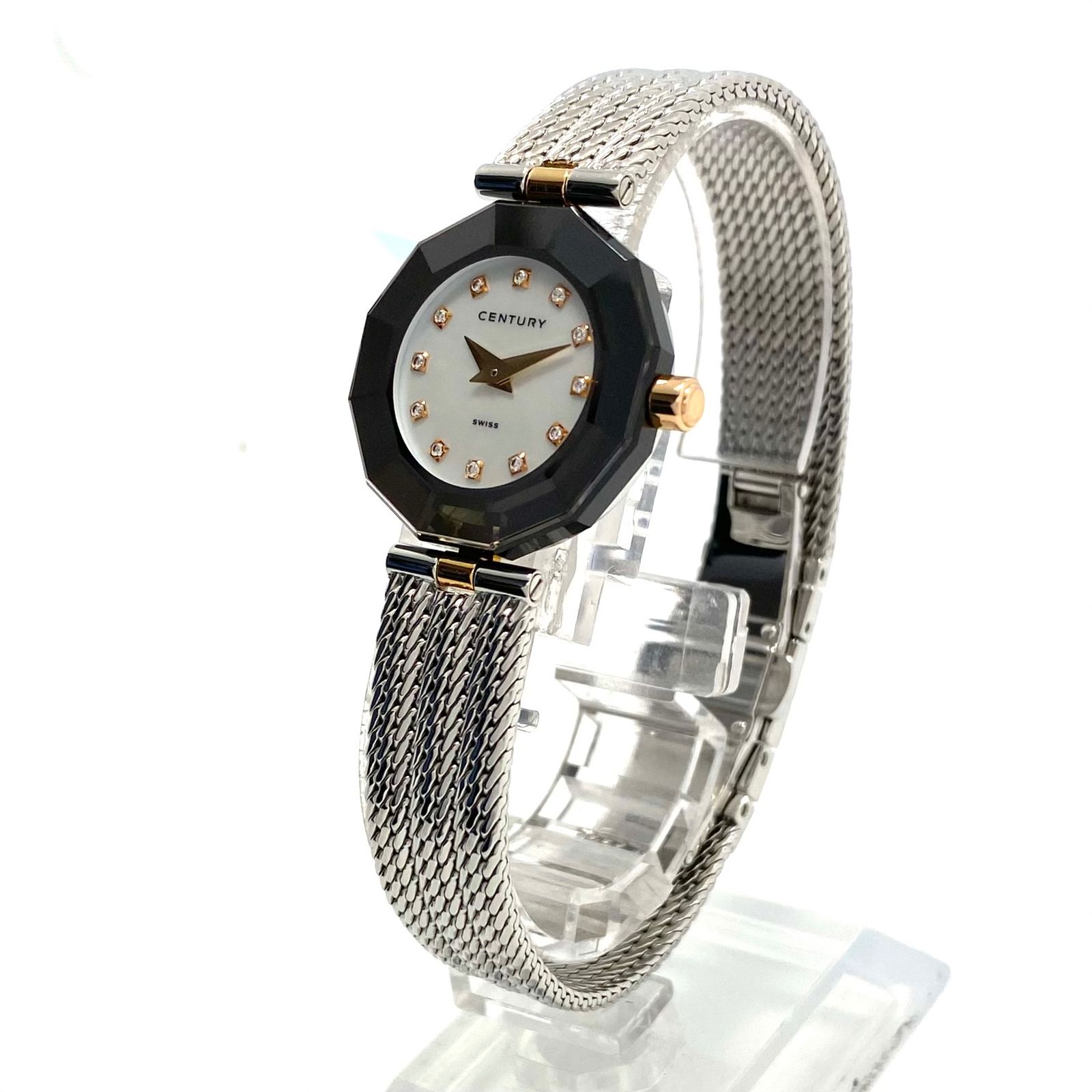 【美品】腕時計 レディース センチュリー CENTURY タイムジェム プライムタイム 606.7.S.12.15.SM クォーツ マザー・オブ・パール ホワイトシェル 2針 12Pダイヤ 100m防水 ご購入特典つき センチュリー 腕時計 レディース プライムタイム