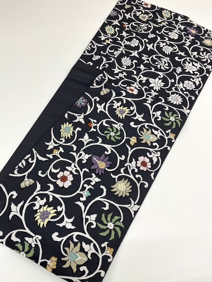 服部織物 落款入 袋帯 花唐草 正絹 六通 D420 - メルカリ