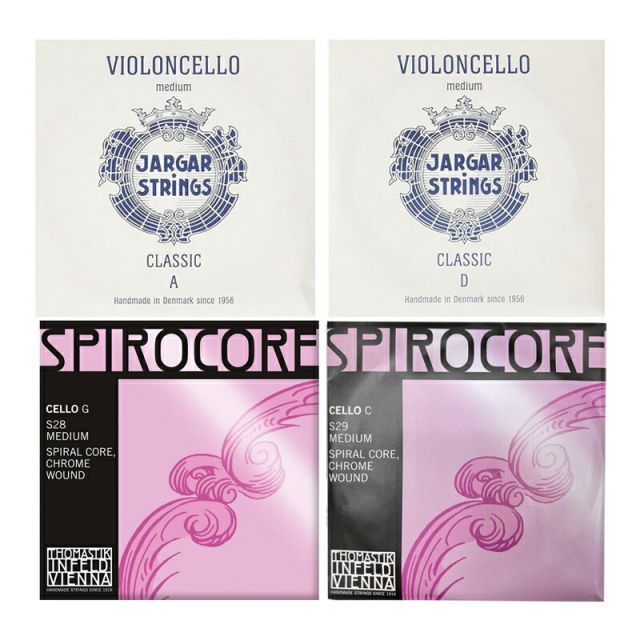 JARGAR & SPIROCORE チェロ弦 セット ( ヤーガー :S301,S302 / スピロコア :S28,S29 スパイラルコア / クロム巻 )