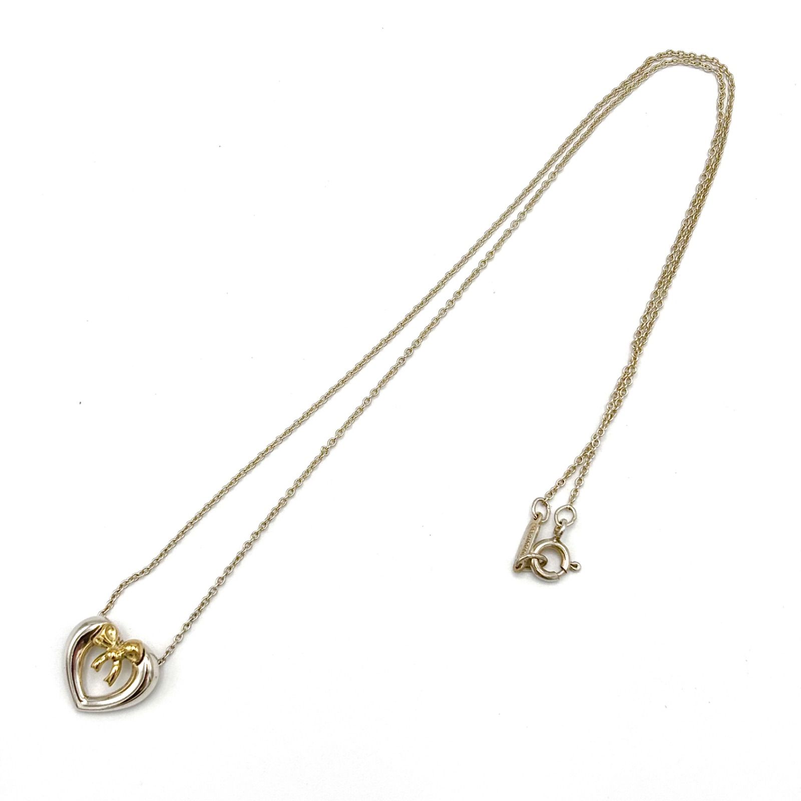Tiffany&Co. ティファニー ハート リボン ネックレス K18YG/925コンビ