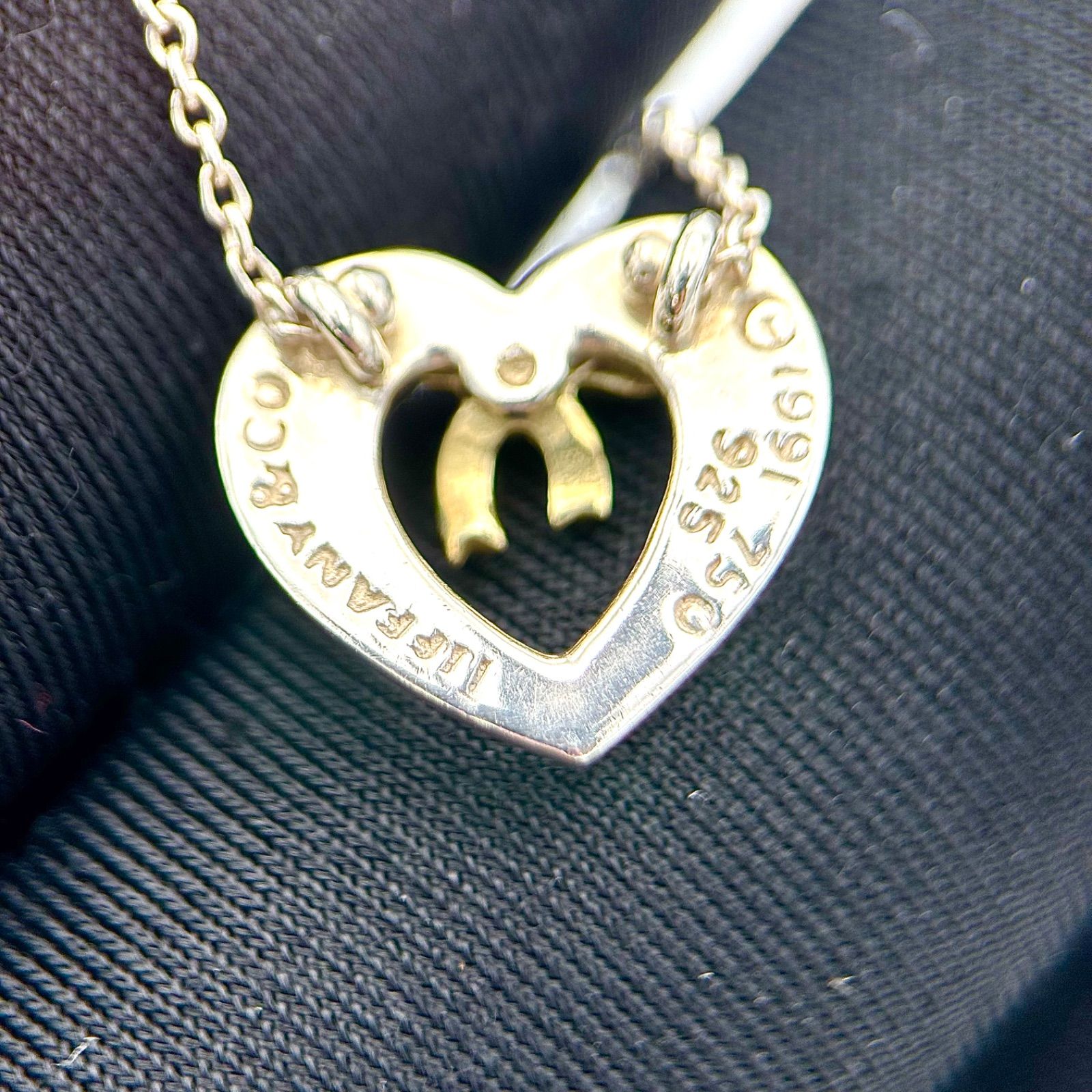 Tiffany&Co. ティファニー ハート リボン ネックレス K18YG/925コンビ