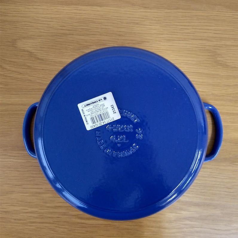 ル・クルーゼ ブルー 約24cm 蓋付き 1065】<<新品未使用>>ル・クルーゼ SIGNATURE ココットロンド 24cm