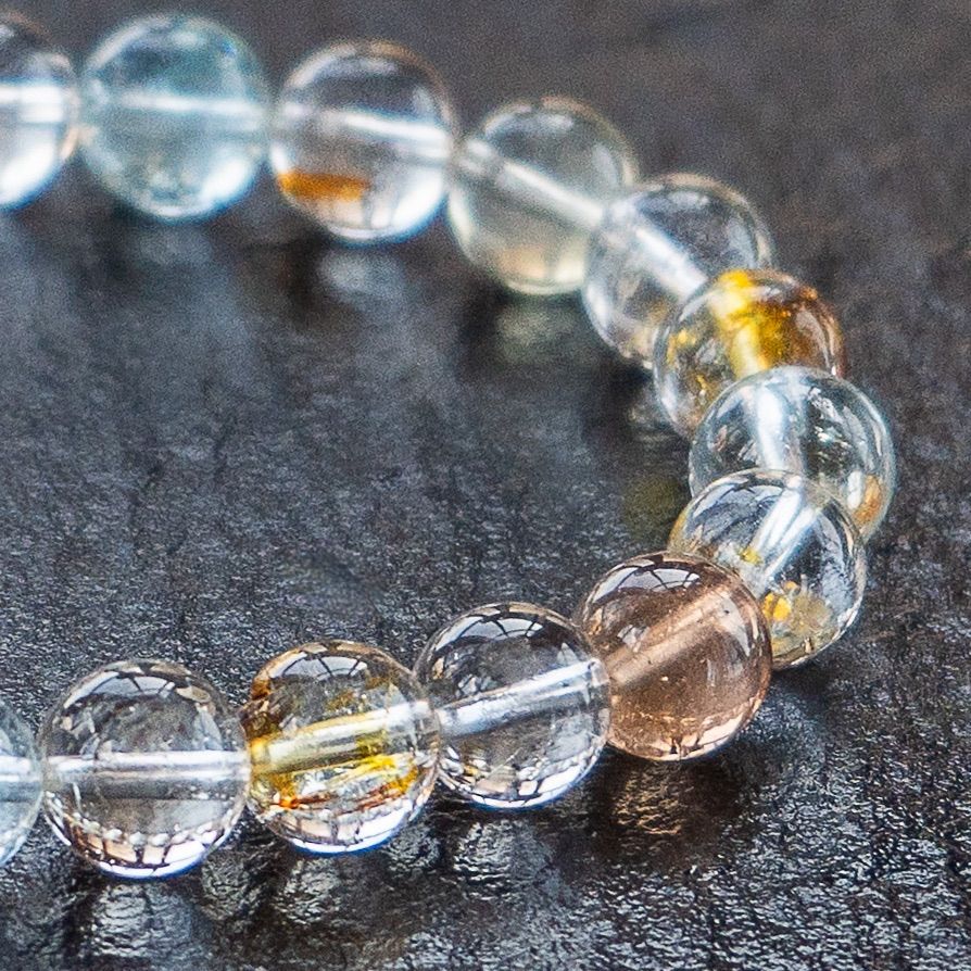 高透明 光彩を纏う清澄の雫 極美 ミックストパーズ 光波動ブレスレット