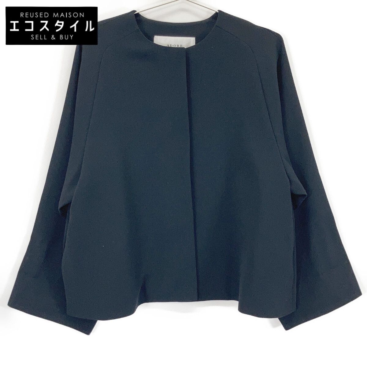 ADORE アドーア 531-2150222 ネイビー ドライタッチジョーゼットノーカラーフレア ADORE アドーア 531-2150222 ネイビー ドライタッチジョーゼットノーカラーフレア