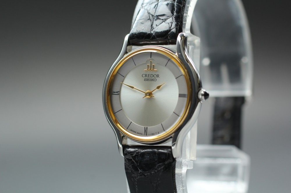 稼働品】SEIKO CREDOR 5A70-0610 18K 18金ゴールドベゼル クオーツ