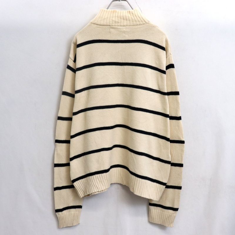 90s vintage RALPH LAUREN ボーダー柄 ハーフジップ コットン ニットセーター メンズ 表記Lサイズ