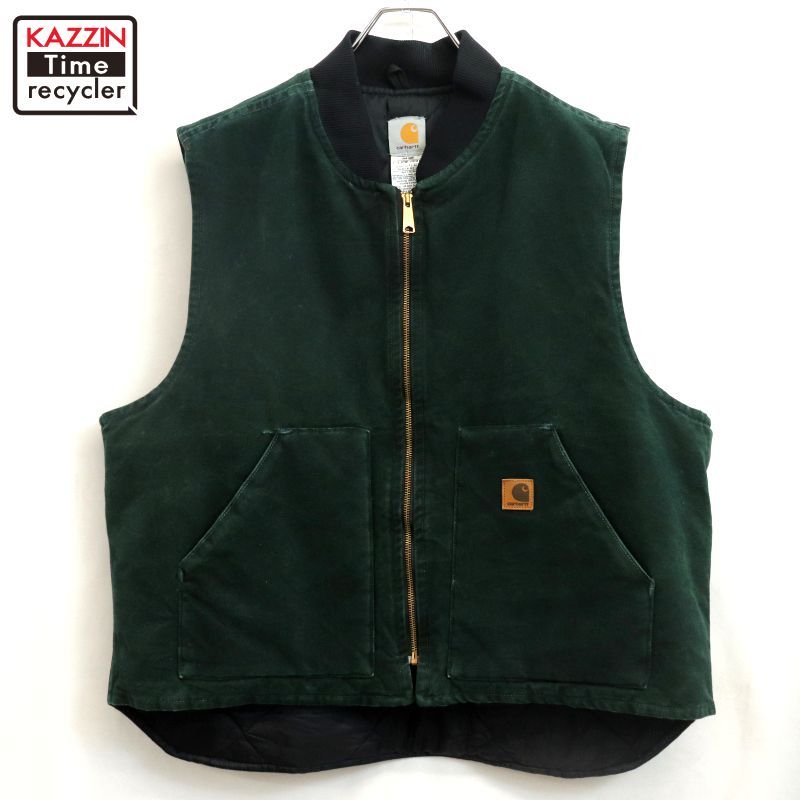 00s USA製 Carhartt ジップアップ ダック ベスト メンズ 表記XXLサイズ