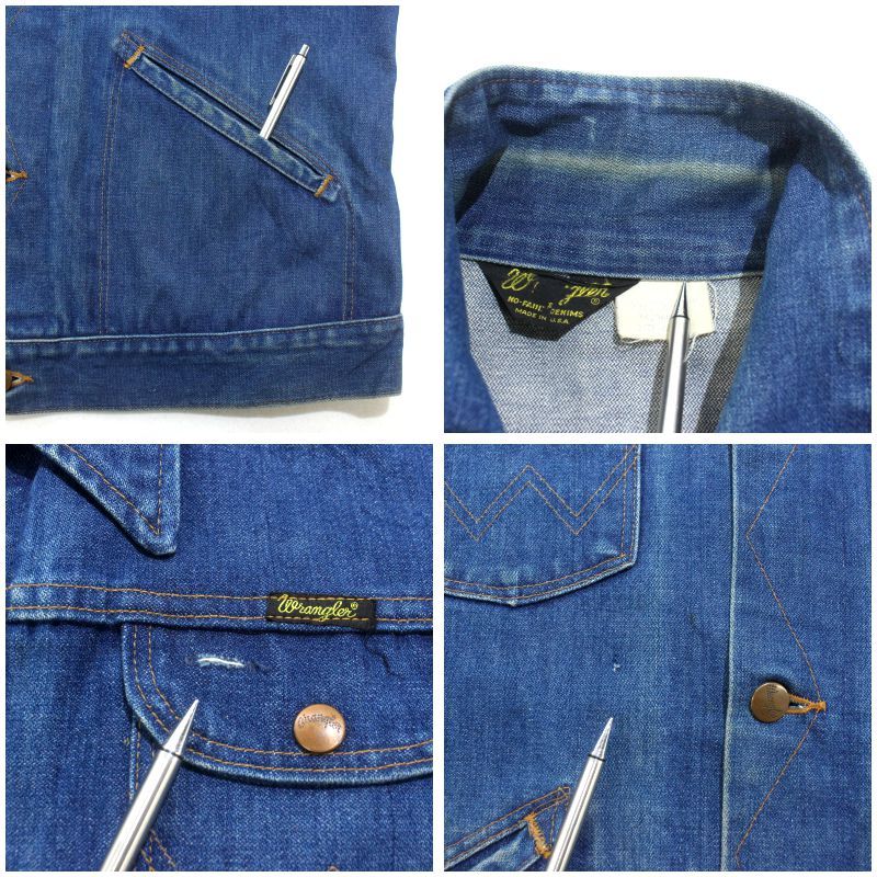 70s USA製 vintage Wrangler 74136 デニムジャケット メンズ Lサイズ