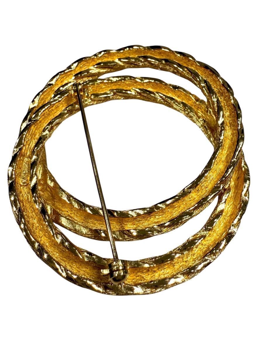 美品 クリスチャン ディオール ブローチ ツイスト サークル ゴールド