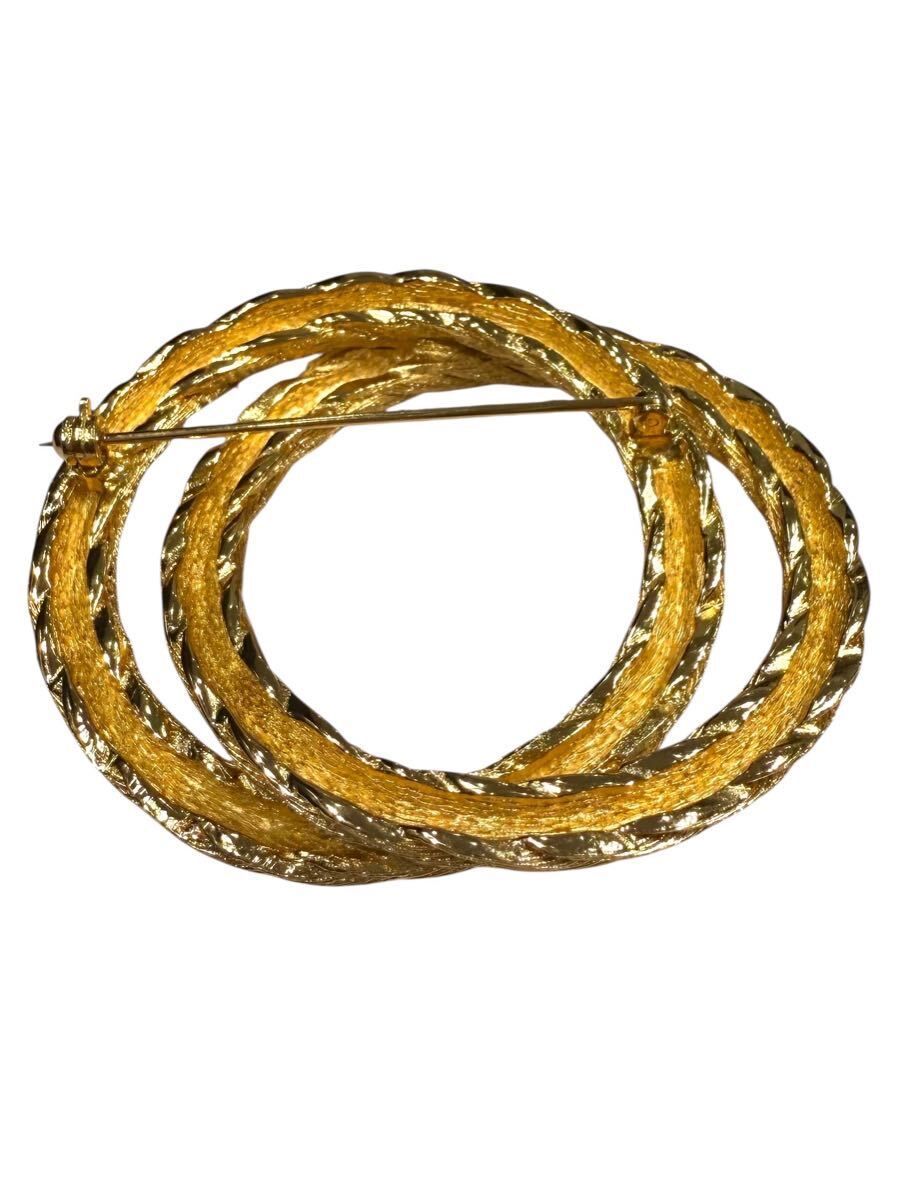 美品 クリスチャン ディオール ブローチ ツイスト サークル ゴールド