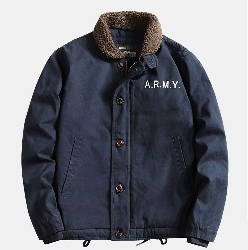 再入荷 お洒落 ミリタリージャケット メンズ デッキジャケット ボアジャケット裏起毛ブルゾン ジャケット あったか 2色 サイズ選択 1点