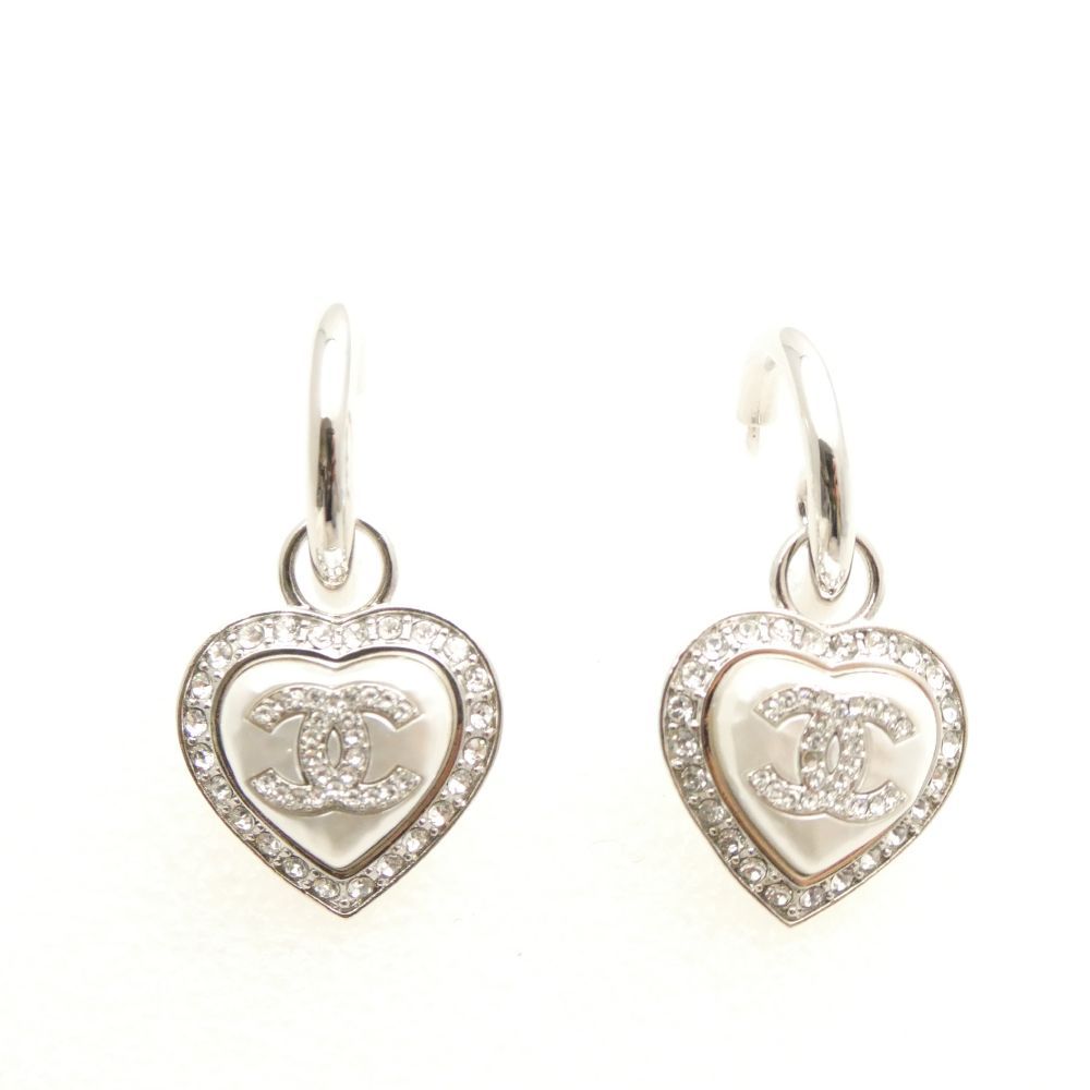 美品 CHANEL シャネル B23B ピアス 両耳 ハート ココマーク ライン