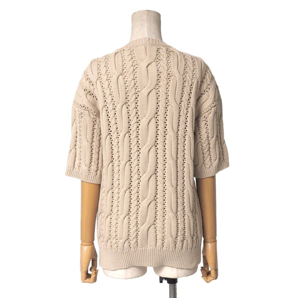 ■美品■MAX MARA マックスマーラ ニット サイズL 透かし編み ケーブルニット セーター 半袖 イタリア製 ブランド古着【中古】20260225/RA8118 □美品□MAX MARA マックスマーラ ニット サイズL 透かし編み ケーブル