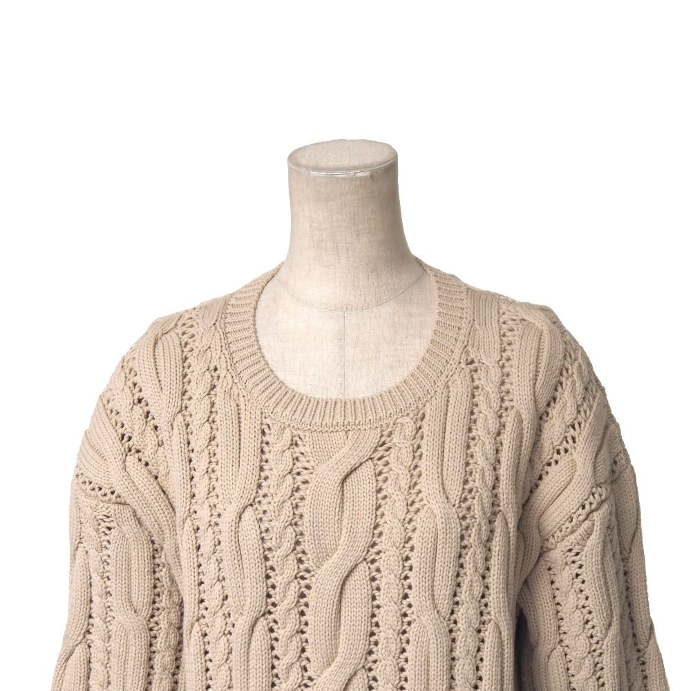 ■美品■MAX MARA マックスマーラ ニット サイズL 透かし編み ケーブルニット セーター 半袖 イタリア製 ブランド古着【中古】20260225/RA8118 □美品□MAX MARA マックスマーラ ニット サイズL 透かし編み ケーブル