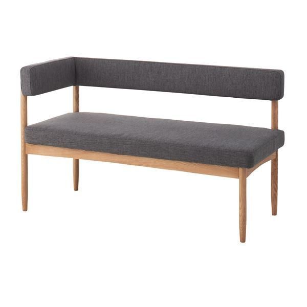 ソファー 幅124cm 2人掛け グレー 片肘付き 木製フレーム ファブリック座面 エコモ リビング ダイニング