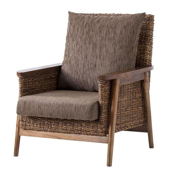 ソファー パーソナルチェア 幅75cm 1人掛け 肘付き 木製 マホガニー アバカ アジアンテイスト リビング ダイニング