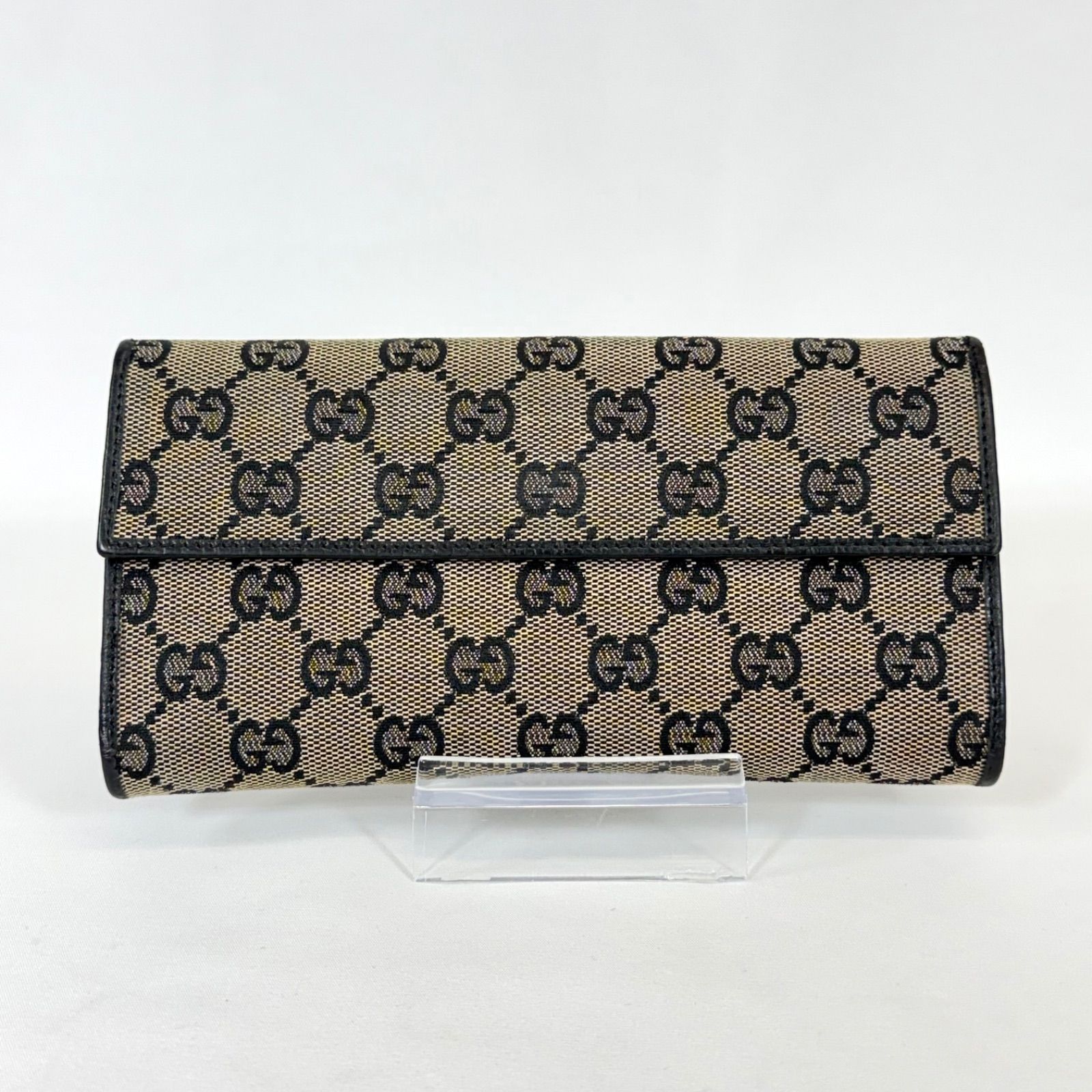 希少・美品】Gucci グッチ GGキャンバス レザー バンブー フラップ 二 
