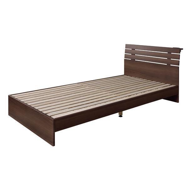 すのこベッド 幅100cm シングル ブラウン フレームのみ ヘッドボード 2口コンセント ベッドフレーム ベッドルーム 寝室
