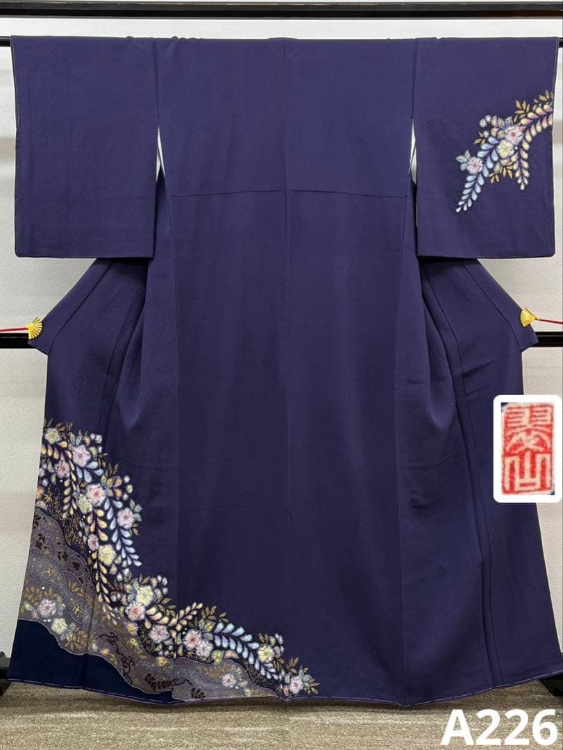 桐屋 翠山工房 落款入 訪問着 絞り 金彩 やまと扱い 正絹 躾糸付き