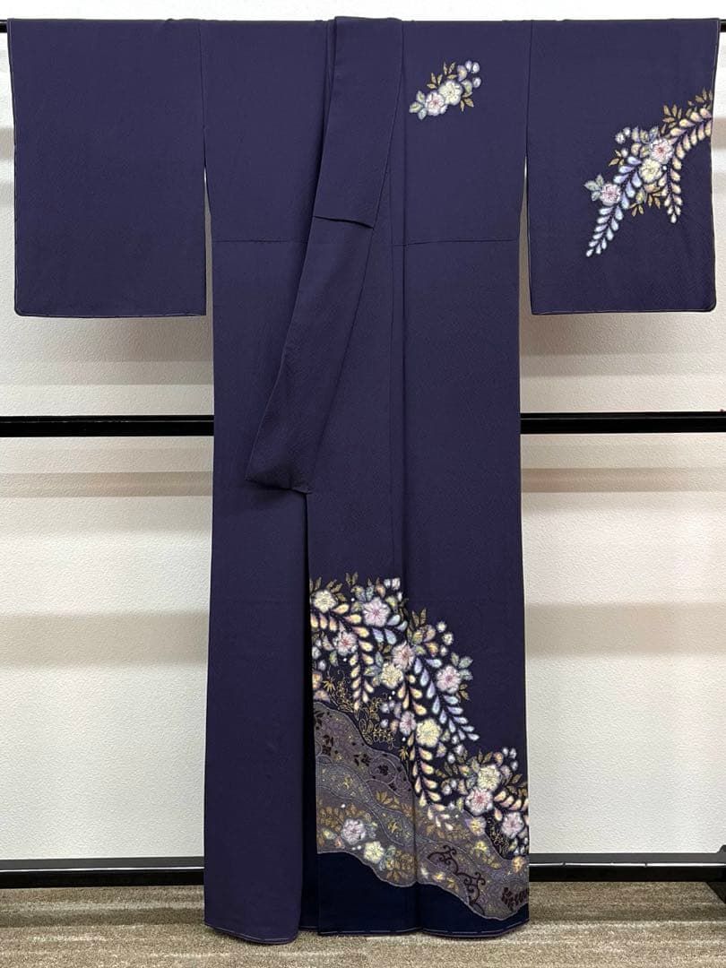 桐屋 翠山工房 落款入 訪問着 絞り 金彩 やまと扱い 正絹 躾糸付き