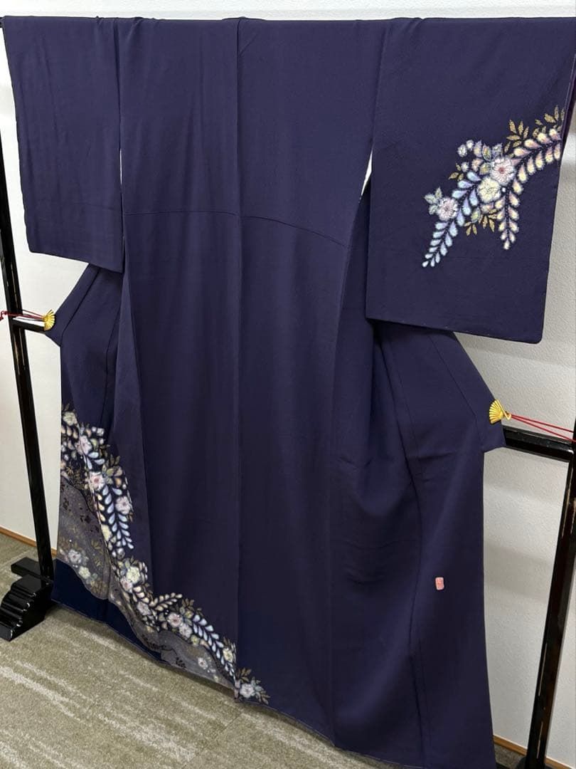 桐屋 翠山工房 落款入 訪問着 絞り 金彩 やまと扱い 正絹 躾糸付き