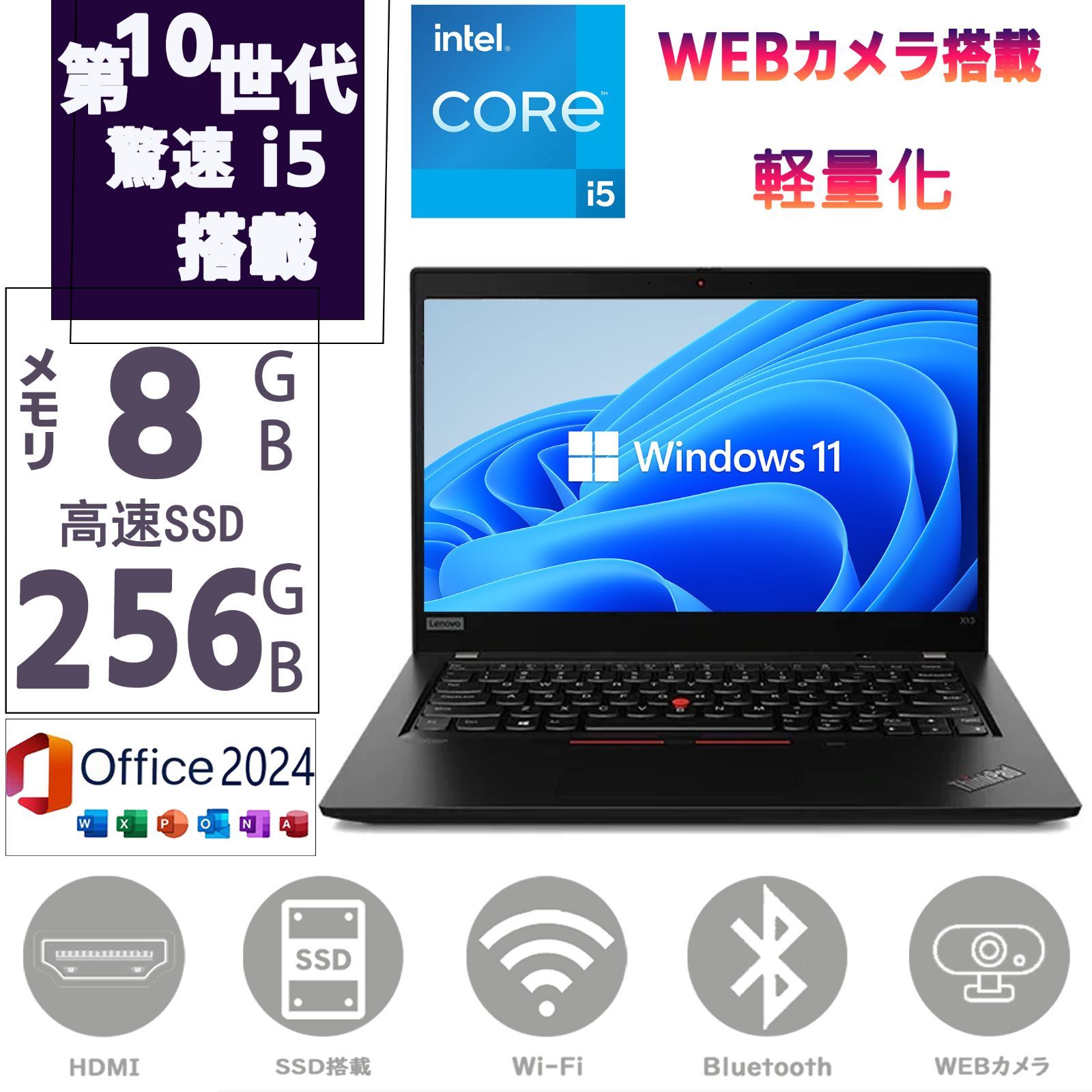 ノートパソコン ノートPC 第十世代Corei5-10210U メモリ8GB SSD256GB